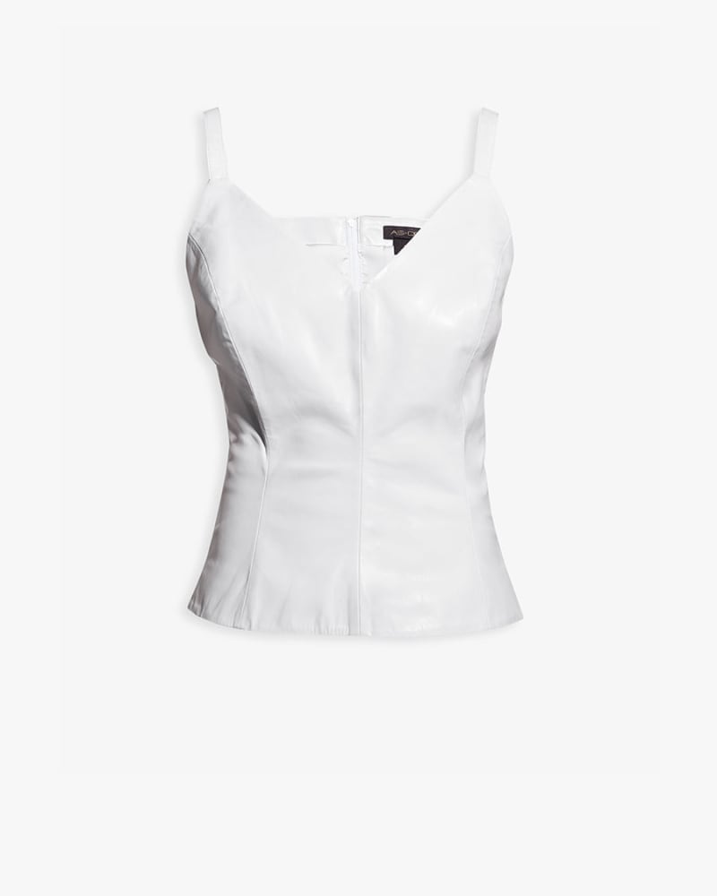 Front of a size 2XL REAGAN RECYCLED LEATHER TANK in White by AS by DF. | dia_product_style_image_id:237129